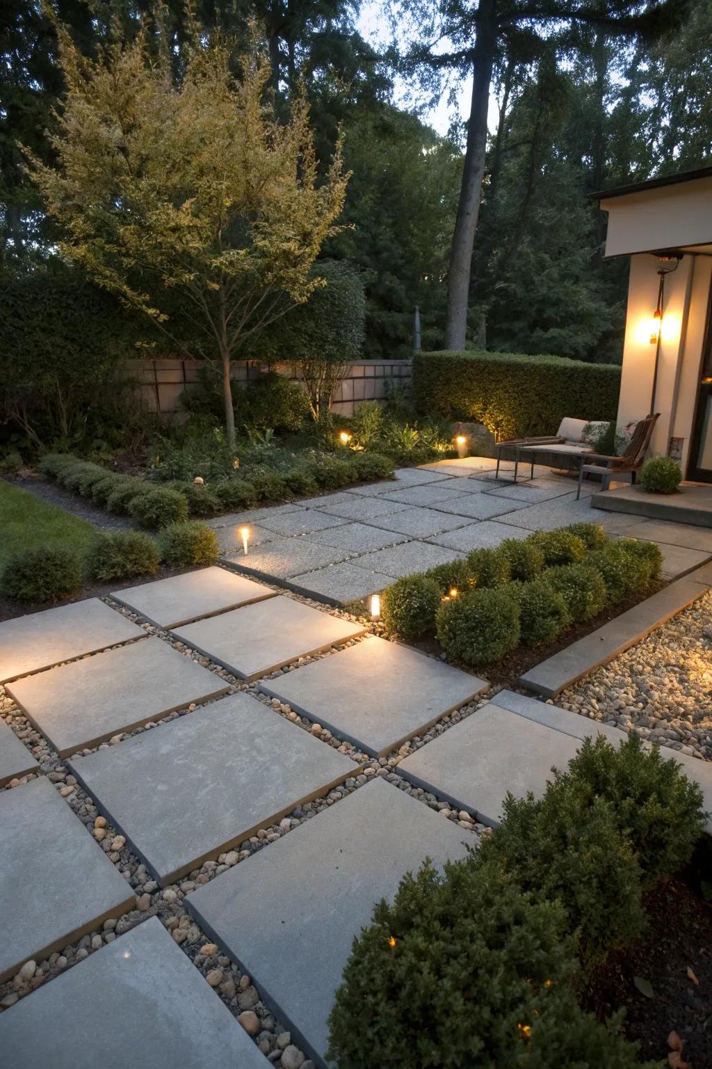 Combining concrete with gravel creates a design that's both attractive and functional.