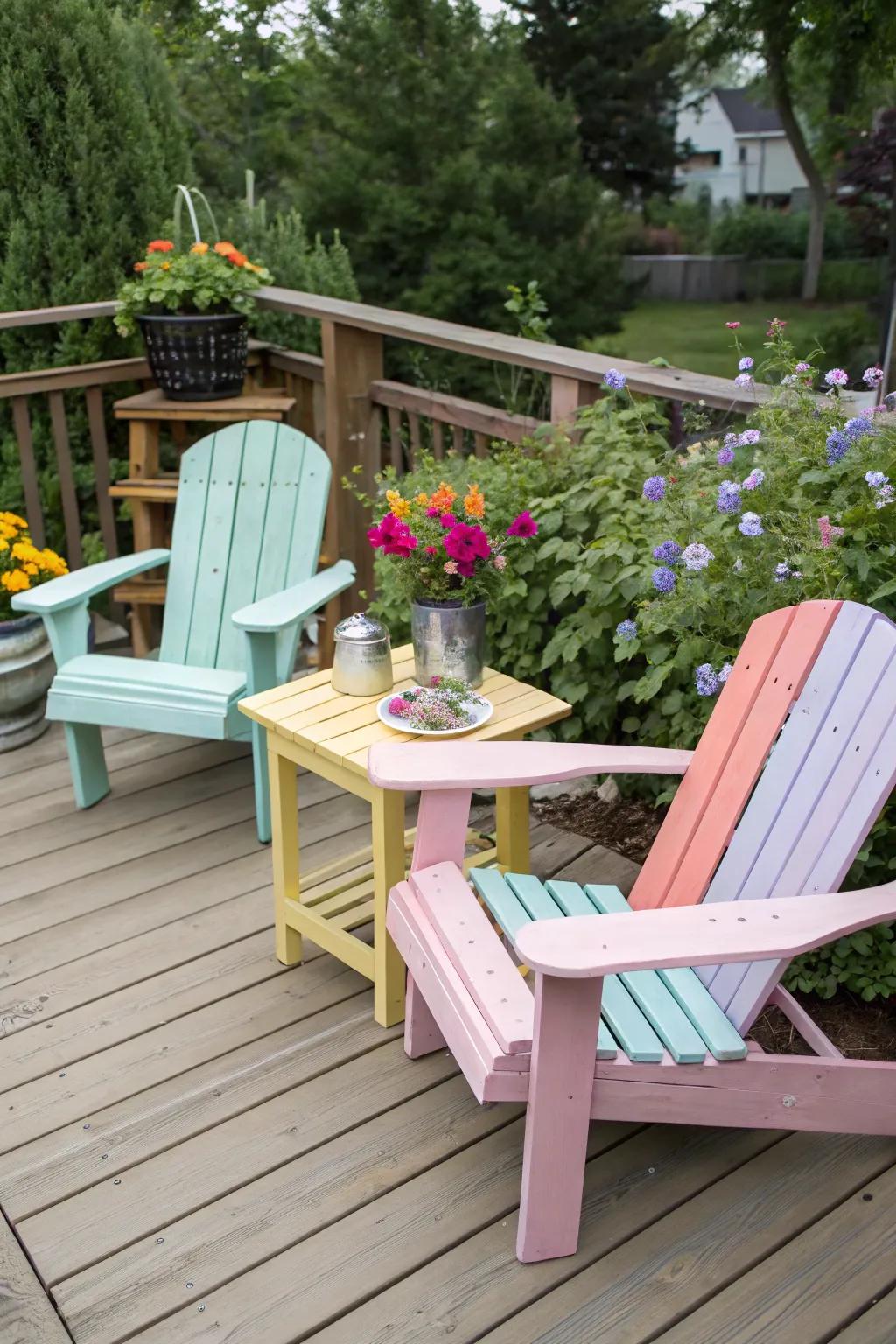 Transform old furniture into charming deck features with a little care.