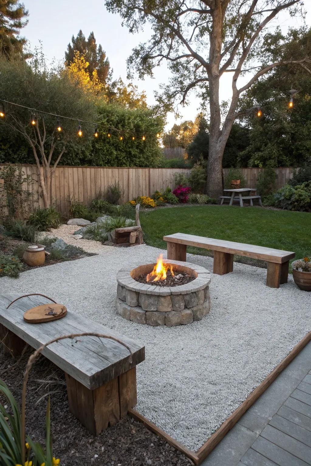 A gravel base brings both aesthetics and practicality to your fire feature space.