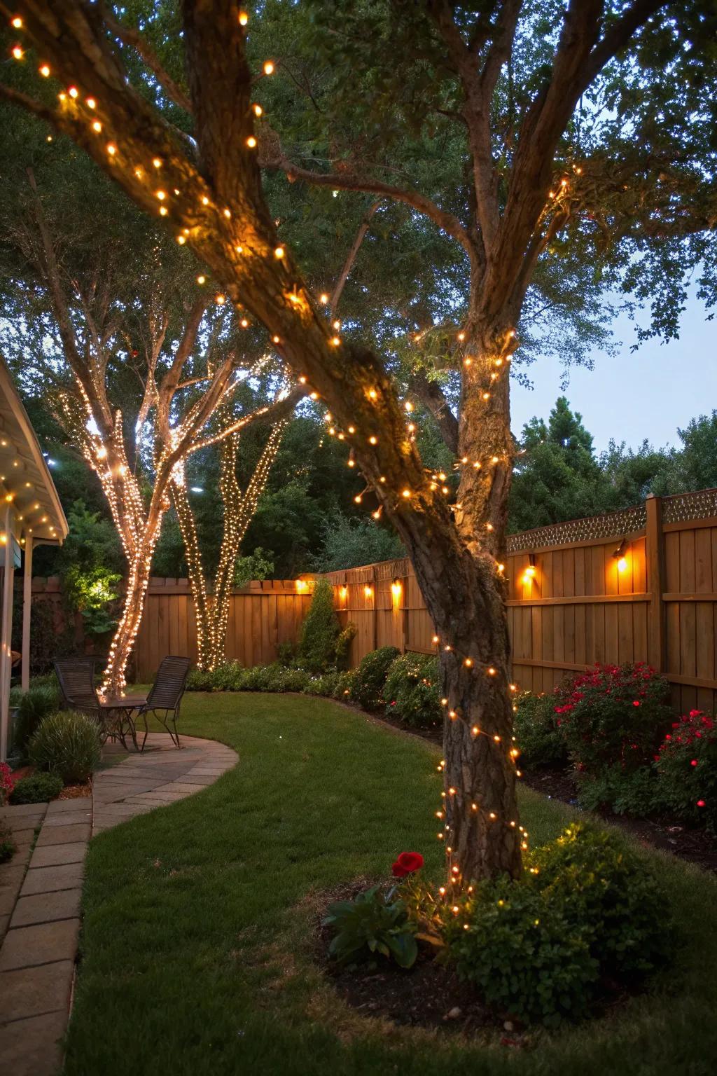 Tree illumination highlights the natural charm of your backyard.