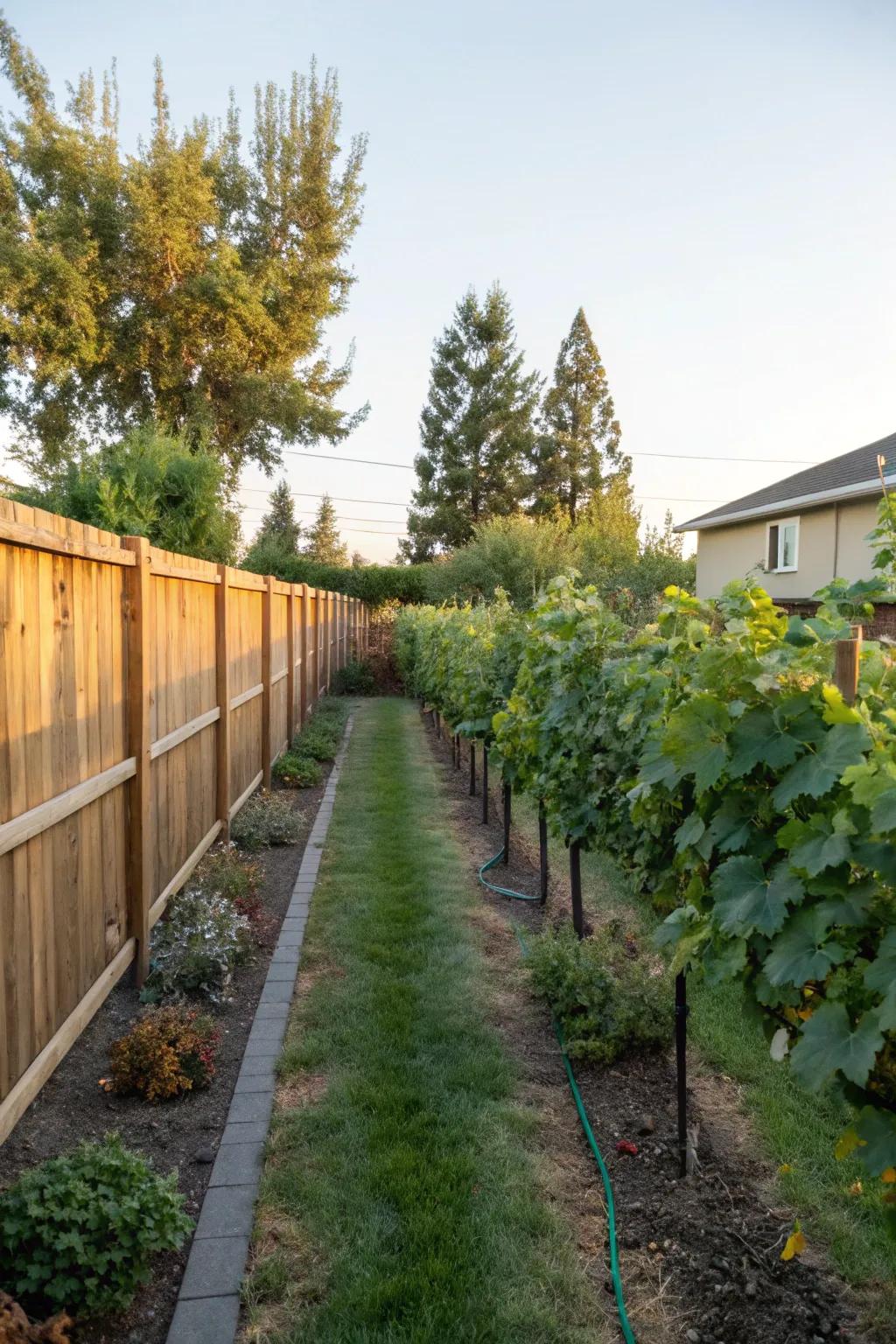 Space-saving vineyard rows suitable for any backyard.