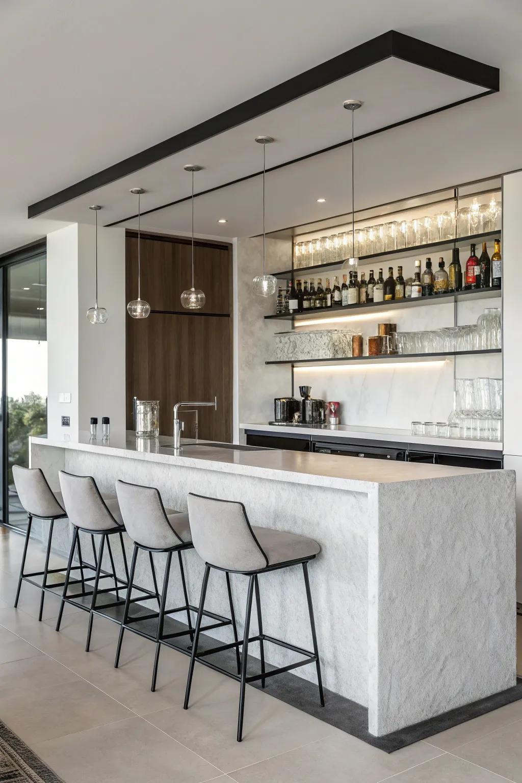 A minimalist bar that emphasizes simplicity and sophistication.