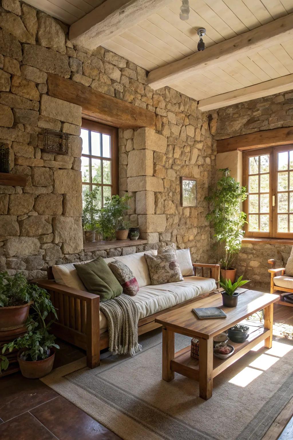 Natural materials enhance the room's organic appeal