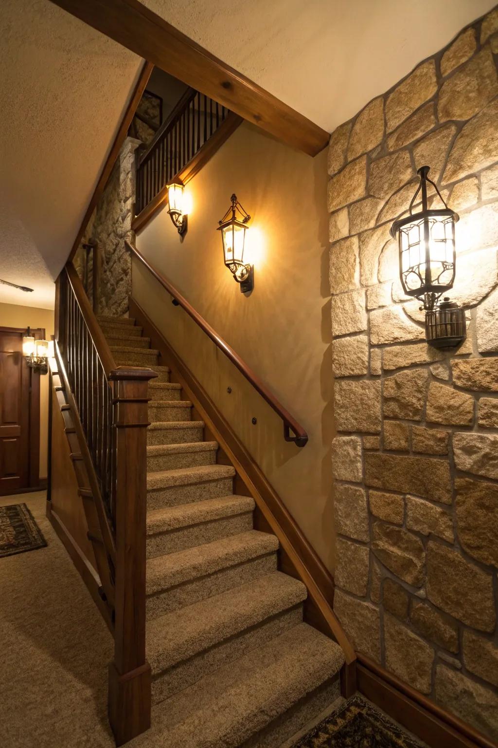 Elevate your stairs with decorative wall fixtures.