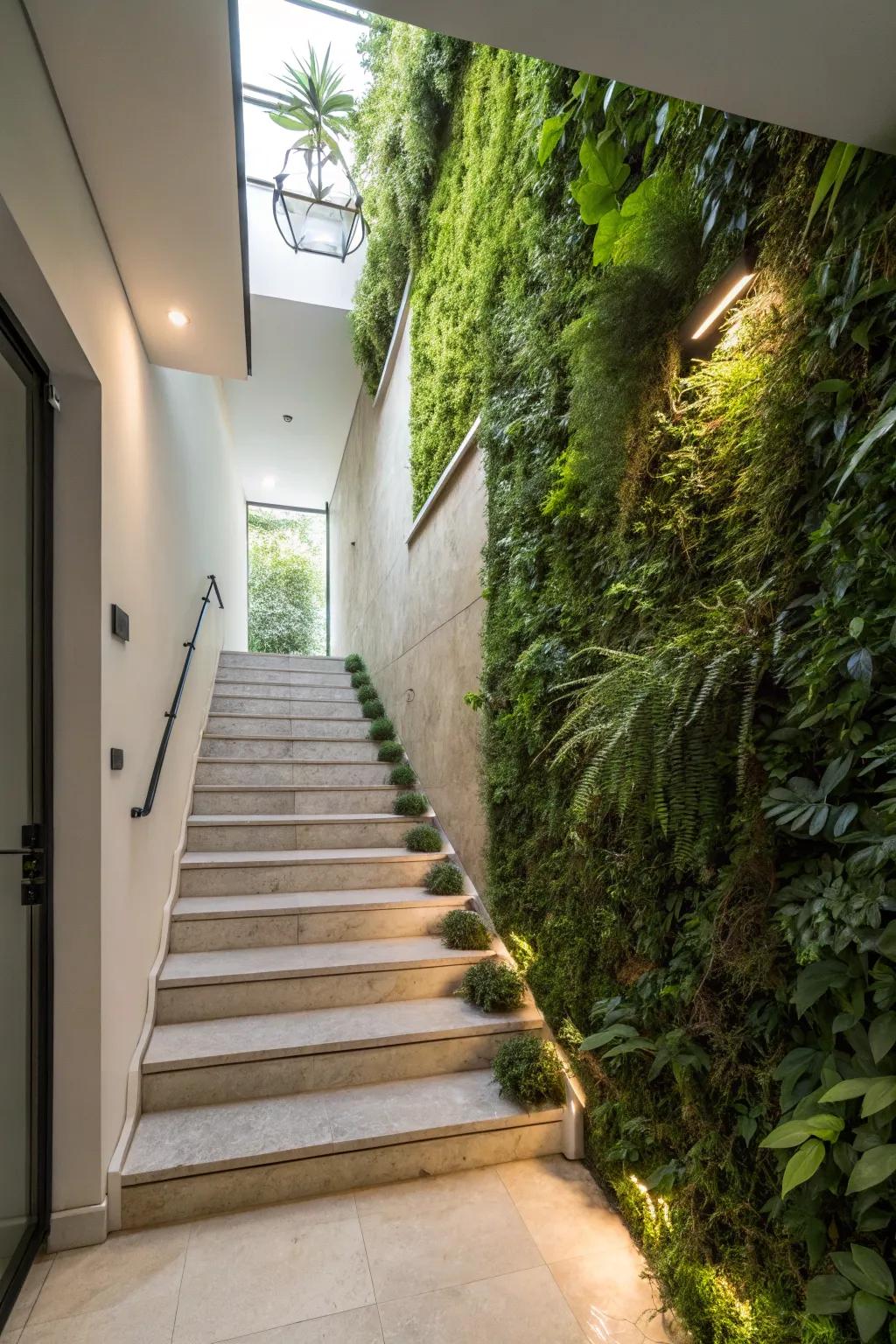 A vertical garden can transform your basement steps into a verdant retreat.