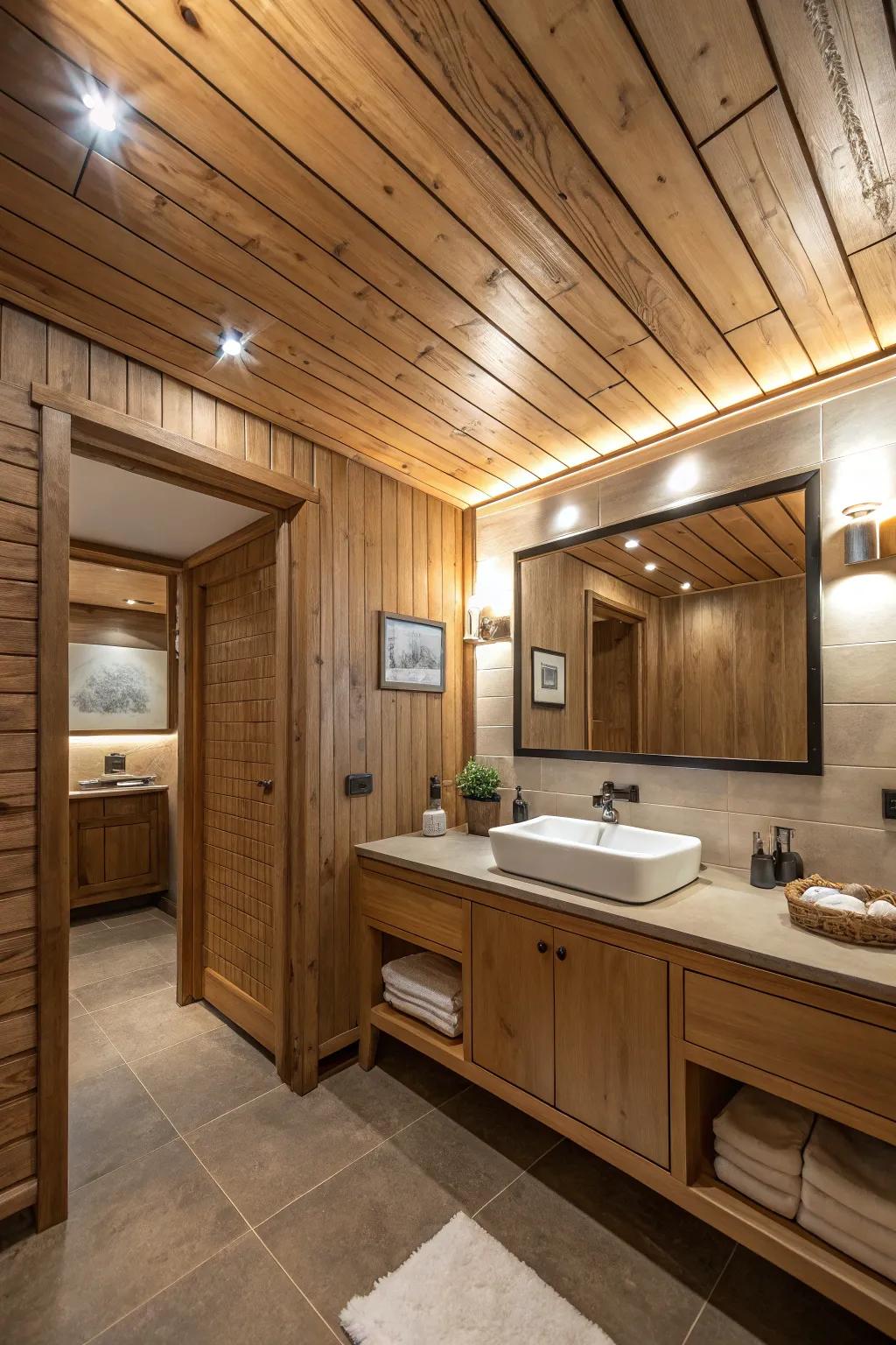 Timber detailing provides a simple yet refined elegance, adding warmth to your bathroom getaway.