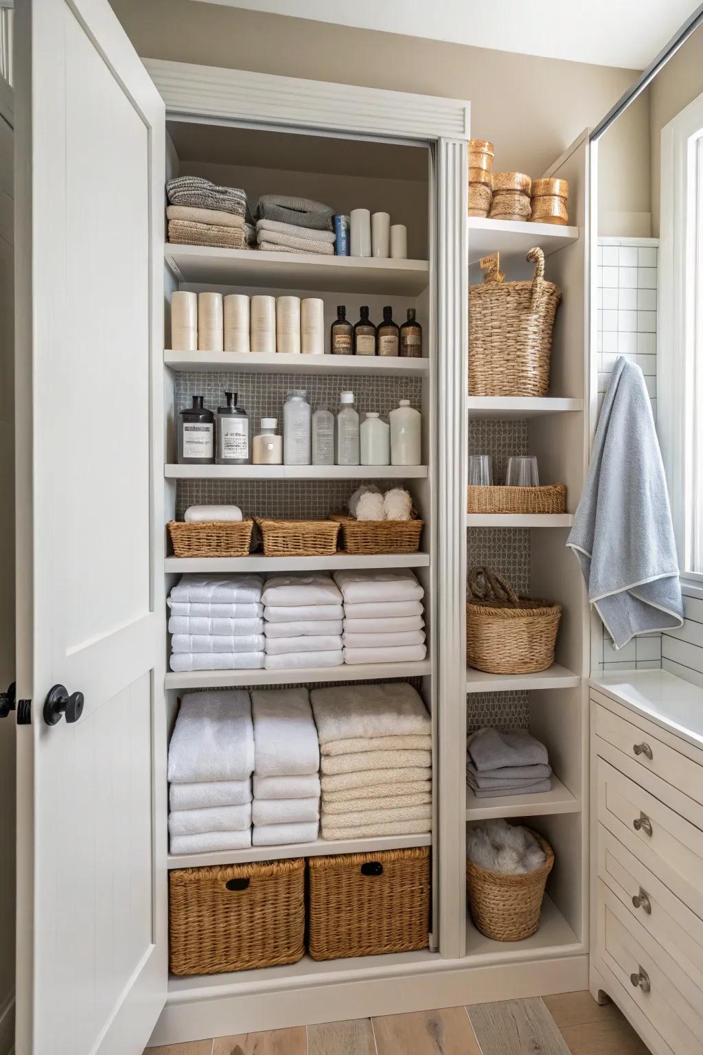 Take full advantage of your closet's height with upward storage.