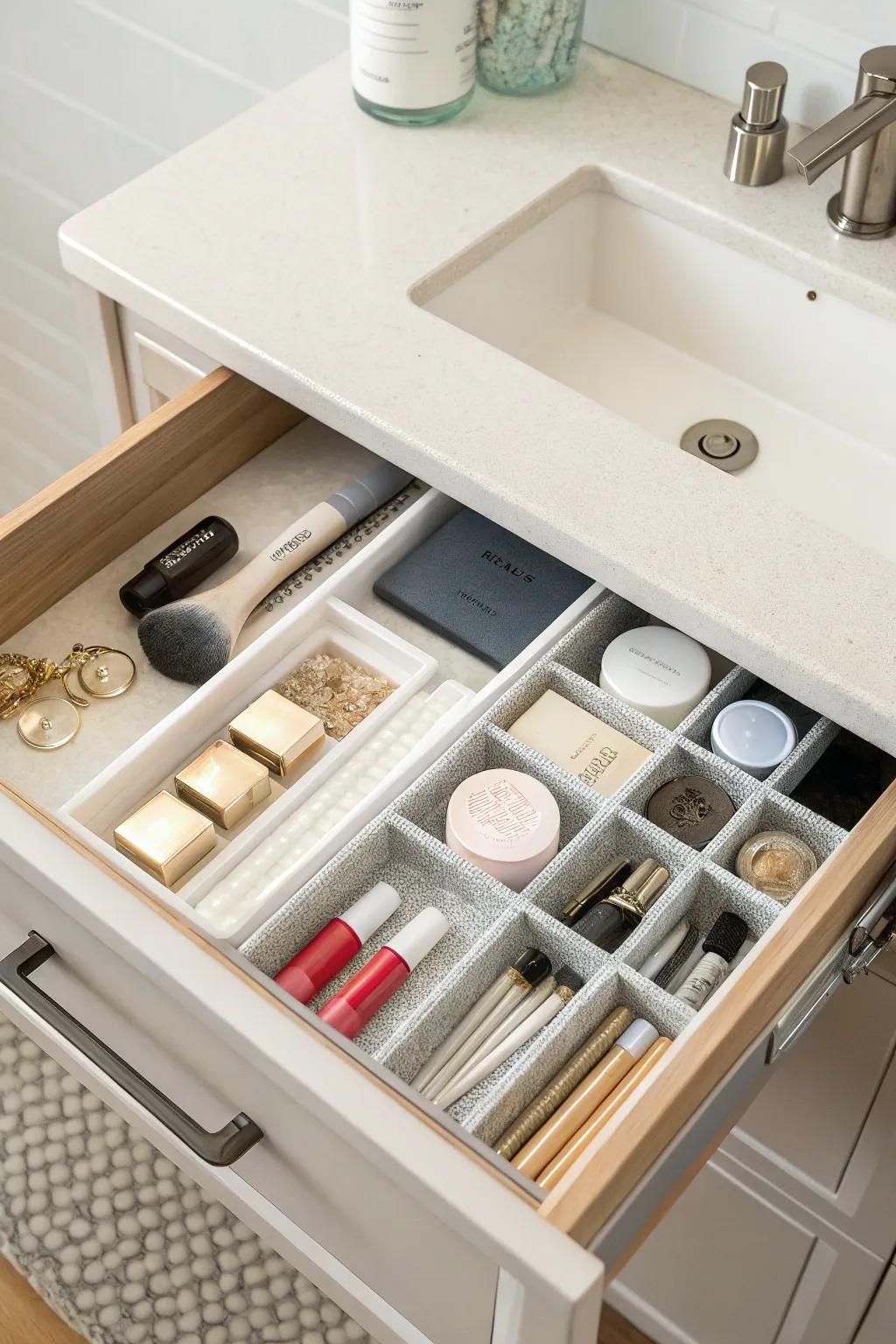 Tailored inserts provide a custom solution for drawer arrangement.