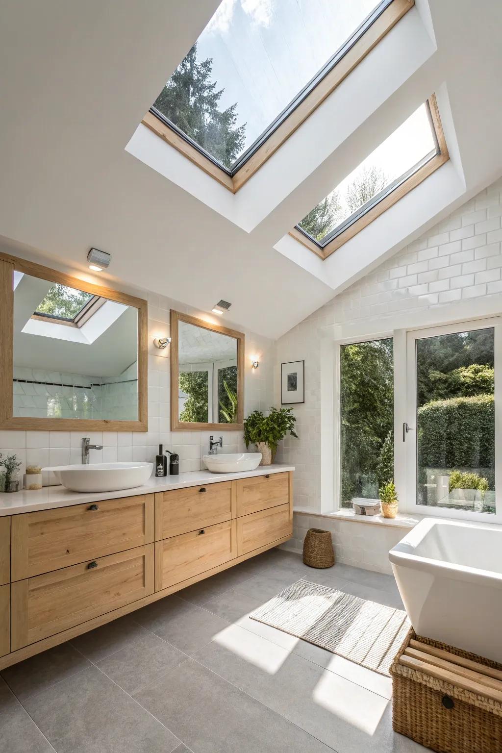 Utilize natural light to brighten up your bathroom, producing an open and welcoming space.