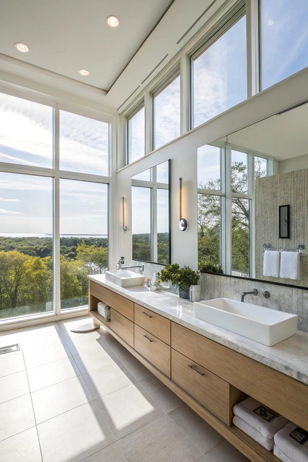 Let the sunshine fill the room for an airy and bright bathroom.