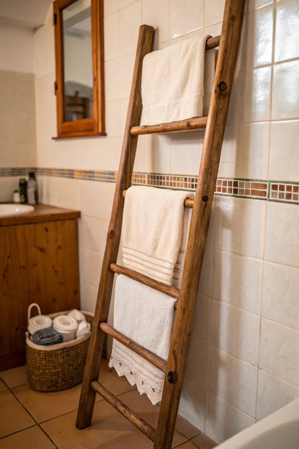Ladder stands are a stylishly rustic way to store your towels.