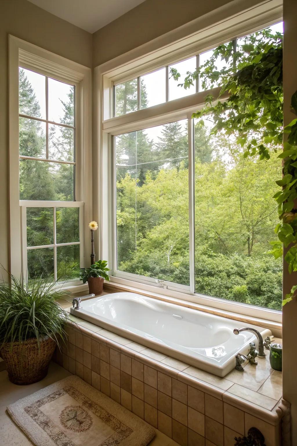 Welcome nature by positioning your tub near a window.