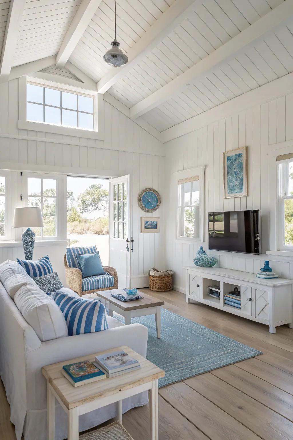 A coastal color scheme brings the peace of the beach inside.