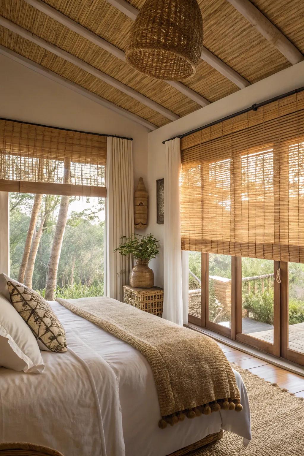 Cane screens infuse a natural touch indoors.