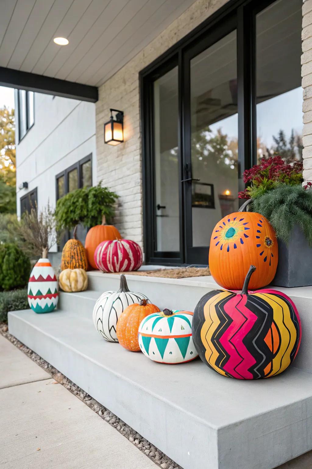 Transform your pumpkins into abstract art pieces.