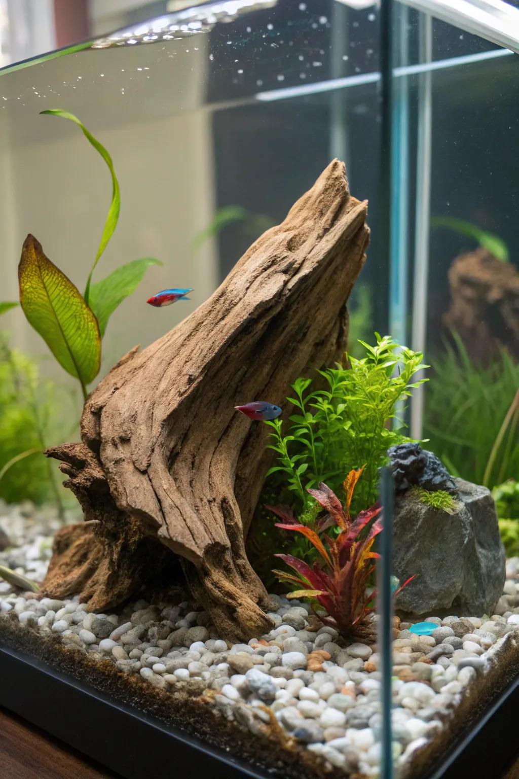 Organic bogwood adds a natural element to your betta’s dwelling.