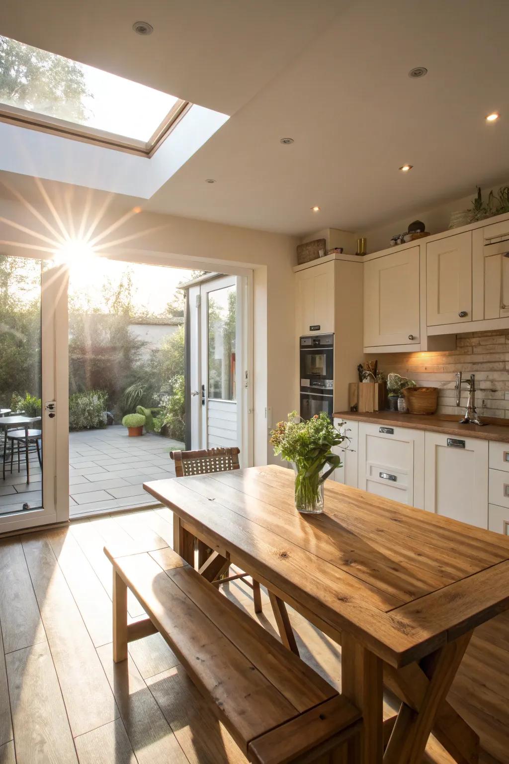 Allow natural light to saturate your kitchen via expansive folding doors.
