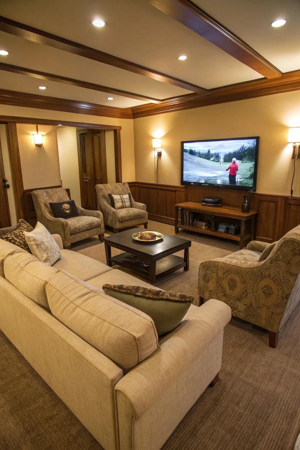 Comfortable seating enhances your movie night experience.