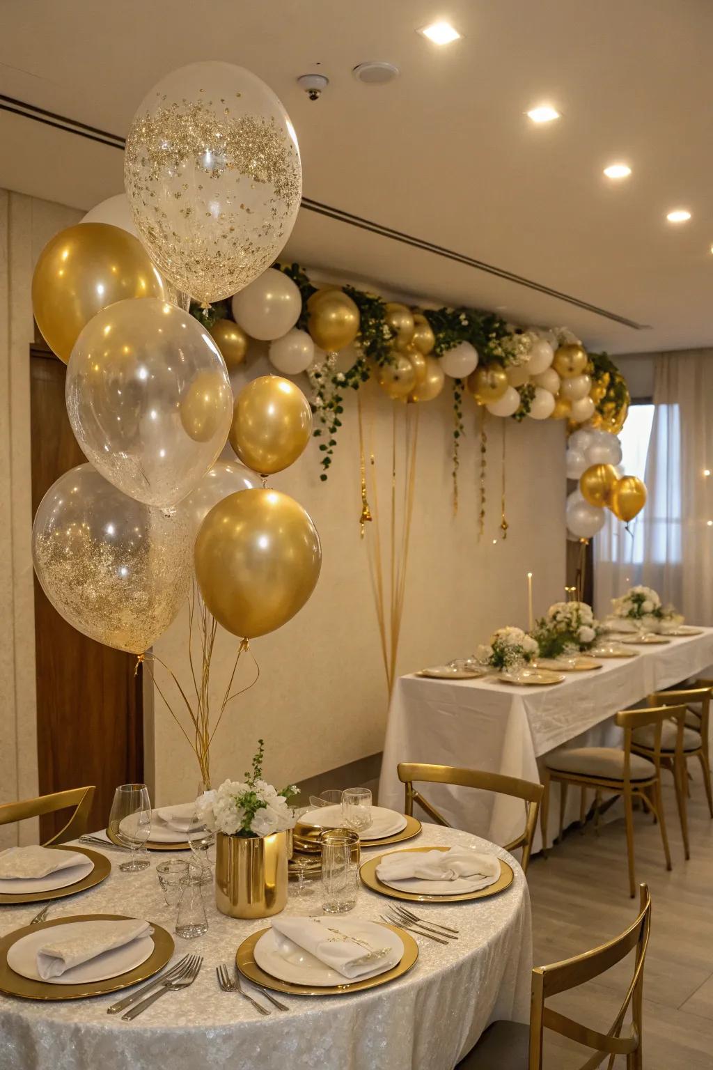 A gold-themed decor adds a touch of elegance to any birthday celebration.