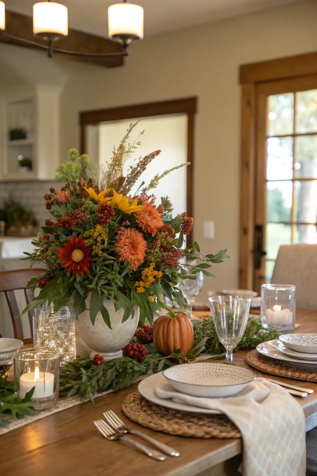 A floral tablescape bringing elegance to the gathering