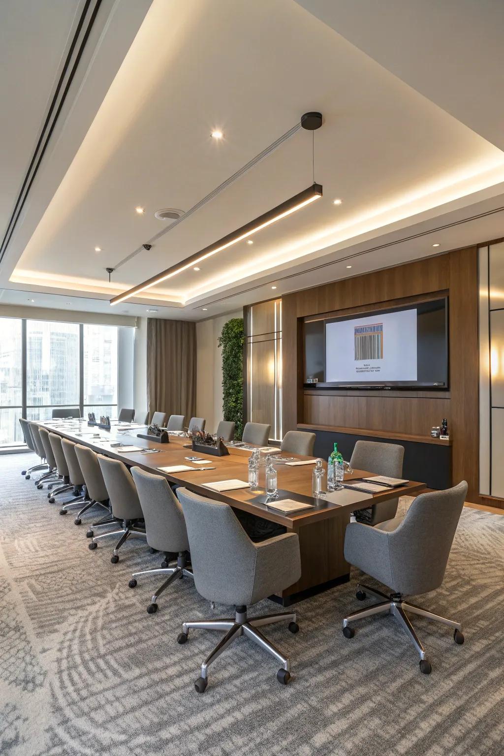 U-shaped seating configuration enhances interaction and visibility.