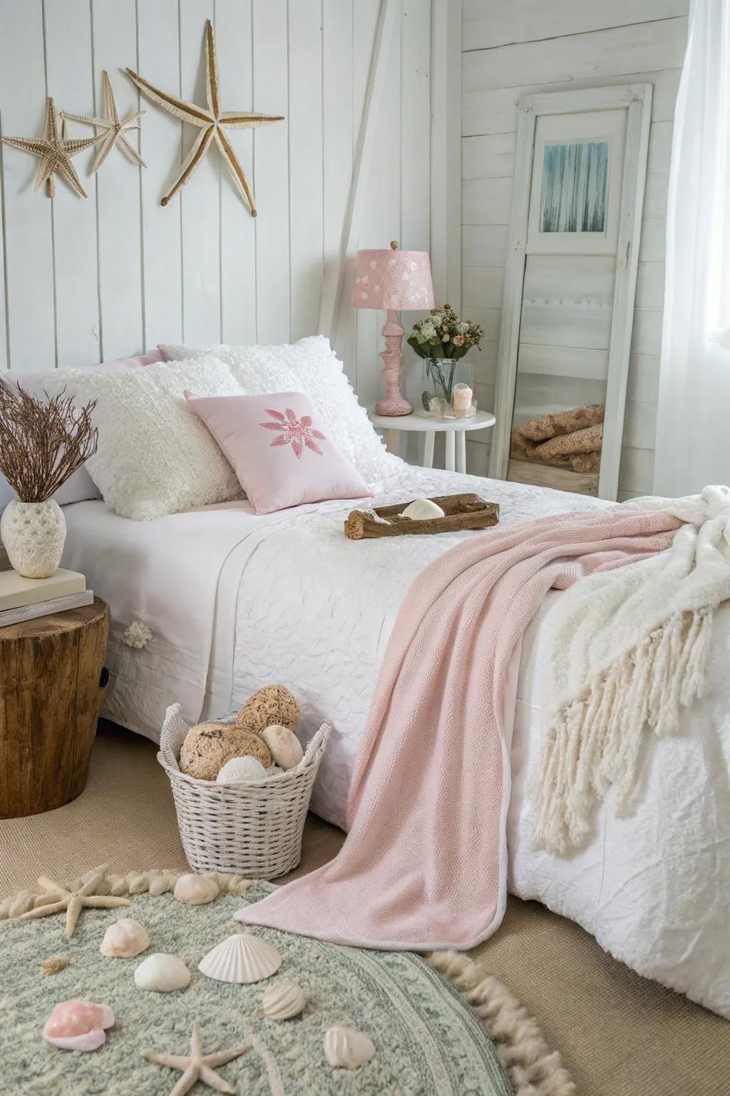 A light color palette widens the room and boosts tranquility.