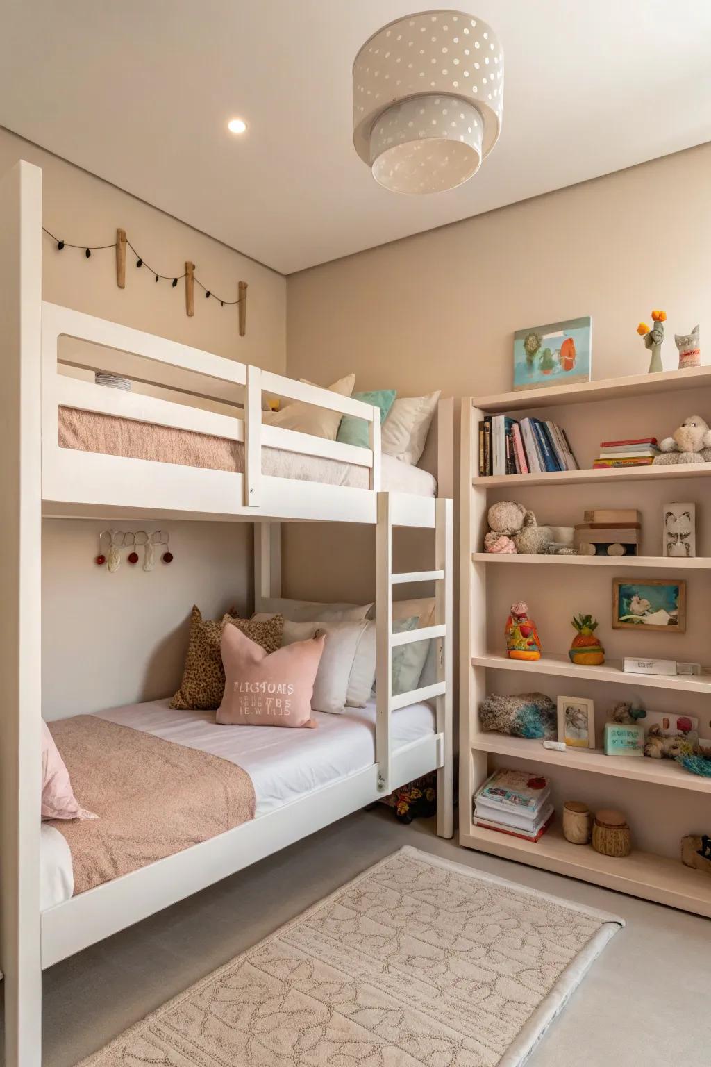 Soothing tones encourage a harmonious vibe in shared spaces.