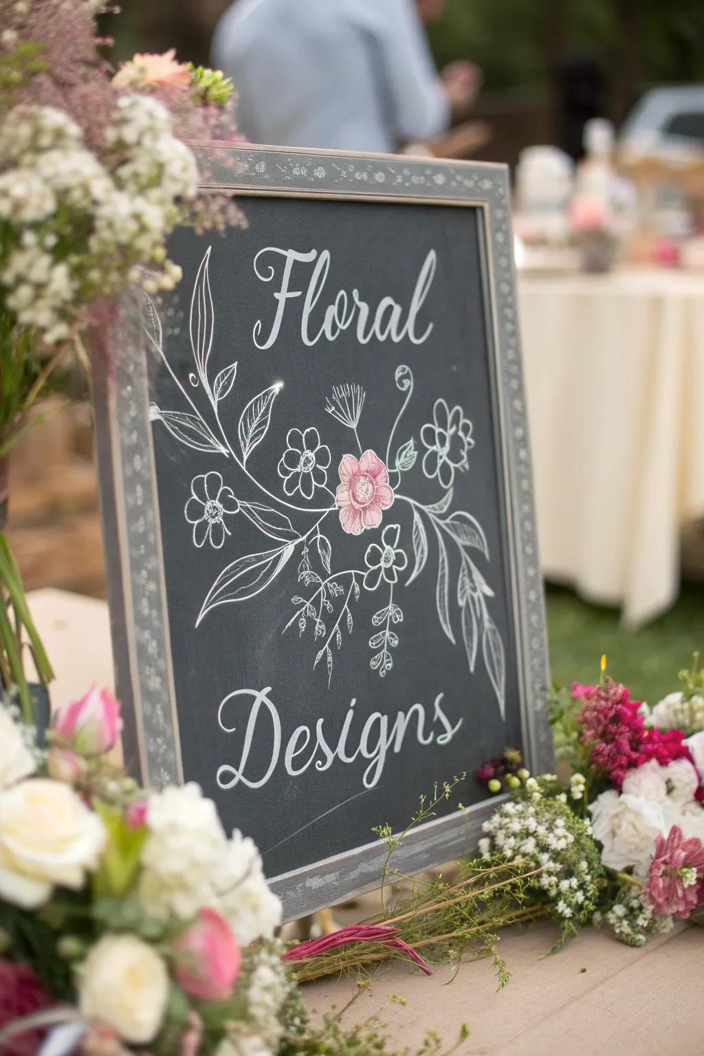 Floral chalk art blends natural beauty with artistic expression for a stunning effect.