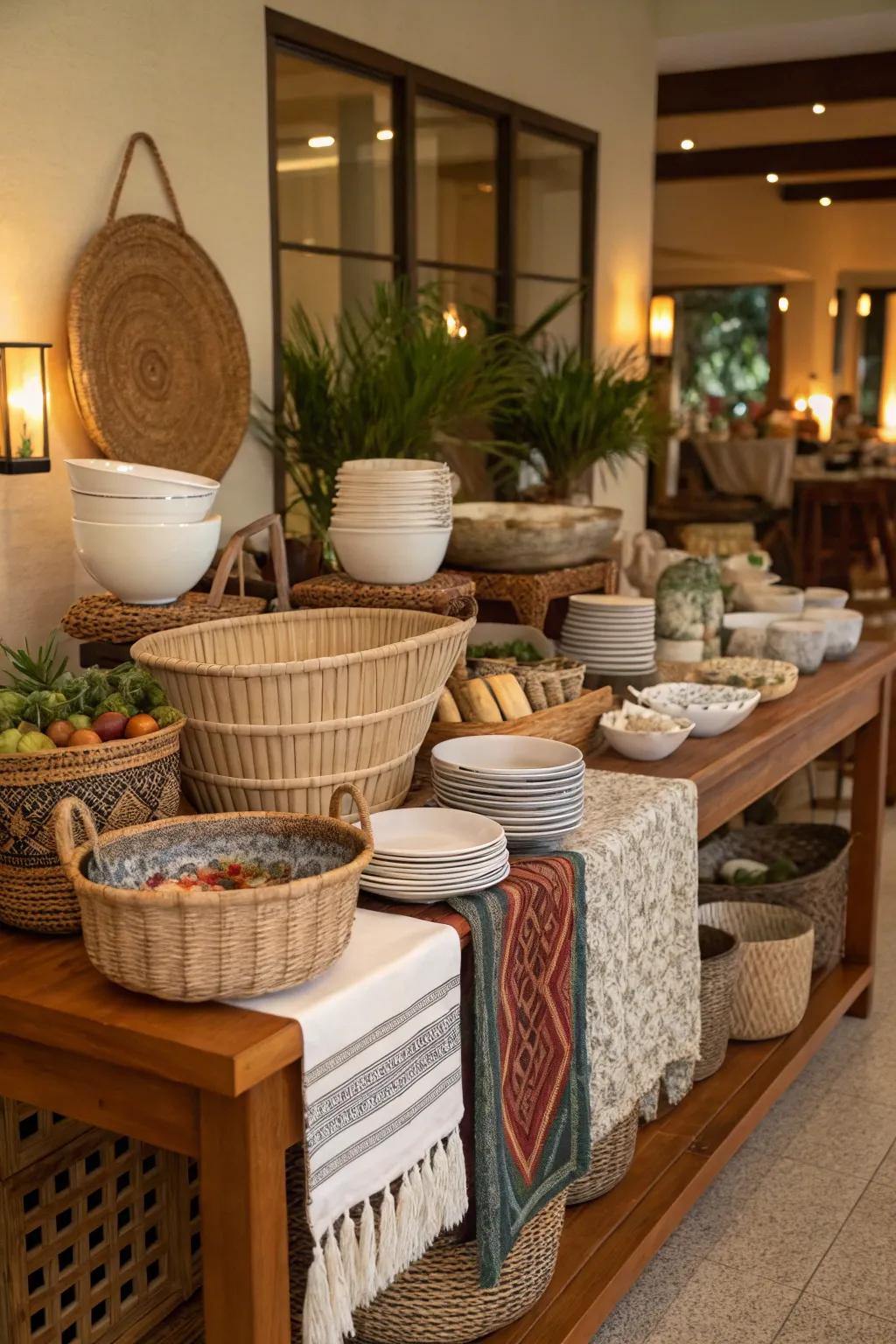 Textural layers create an engaging and cozy display.