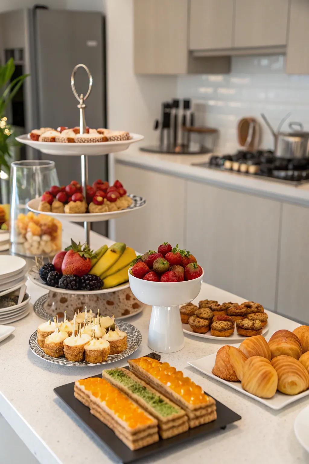 Give your buffet table more visual intrigue with height and layers.