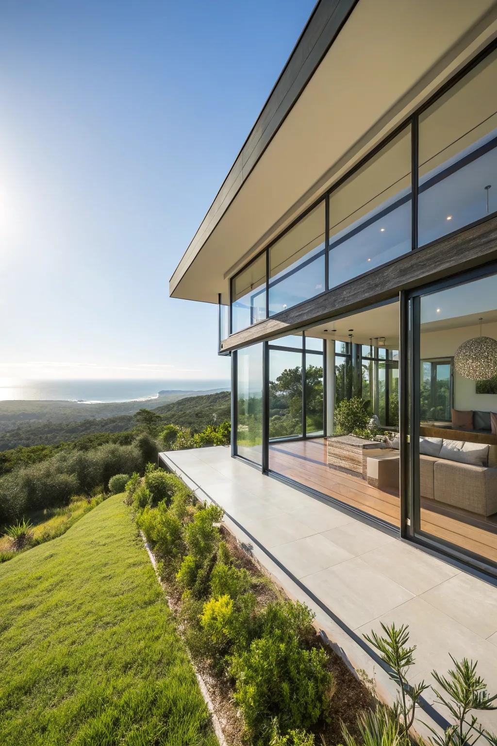 A home purposefully designed to optimize sunlight capture, augmenting natural warmth and brightness.