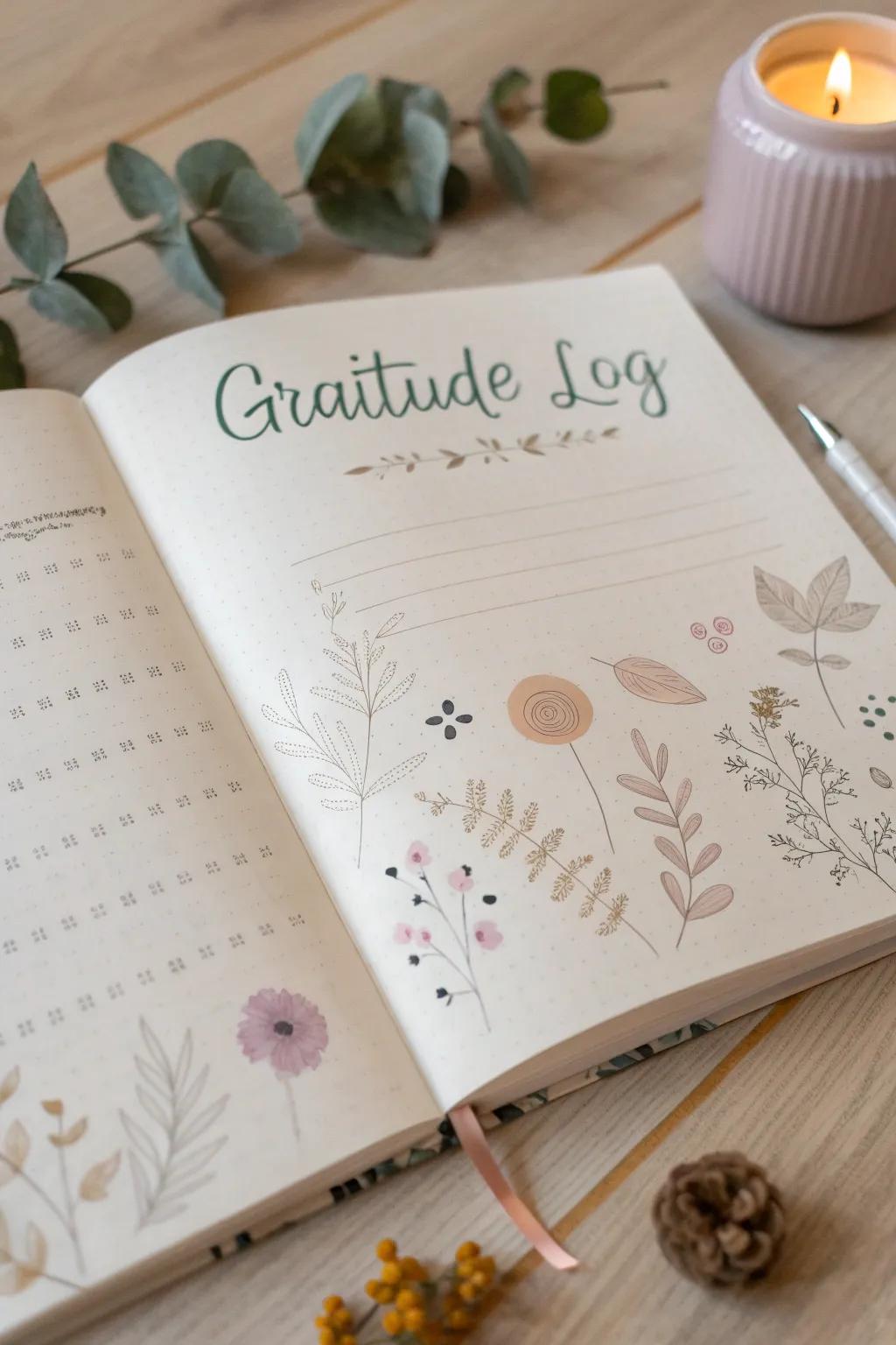 Capture the beauty of gratitude with simplicity and style. #GratitudeLog #MinimalistJournaling