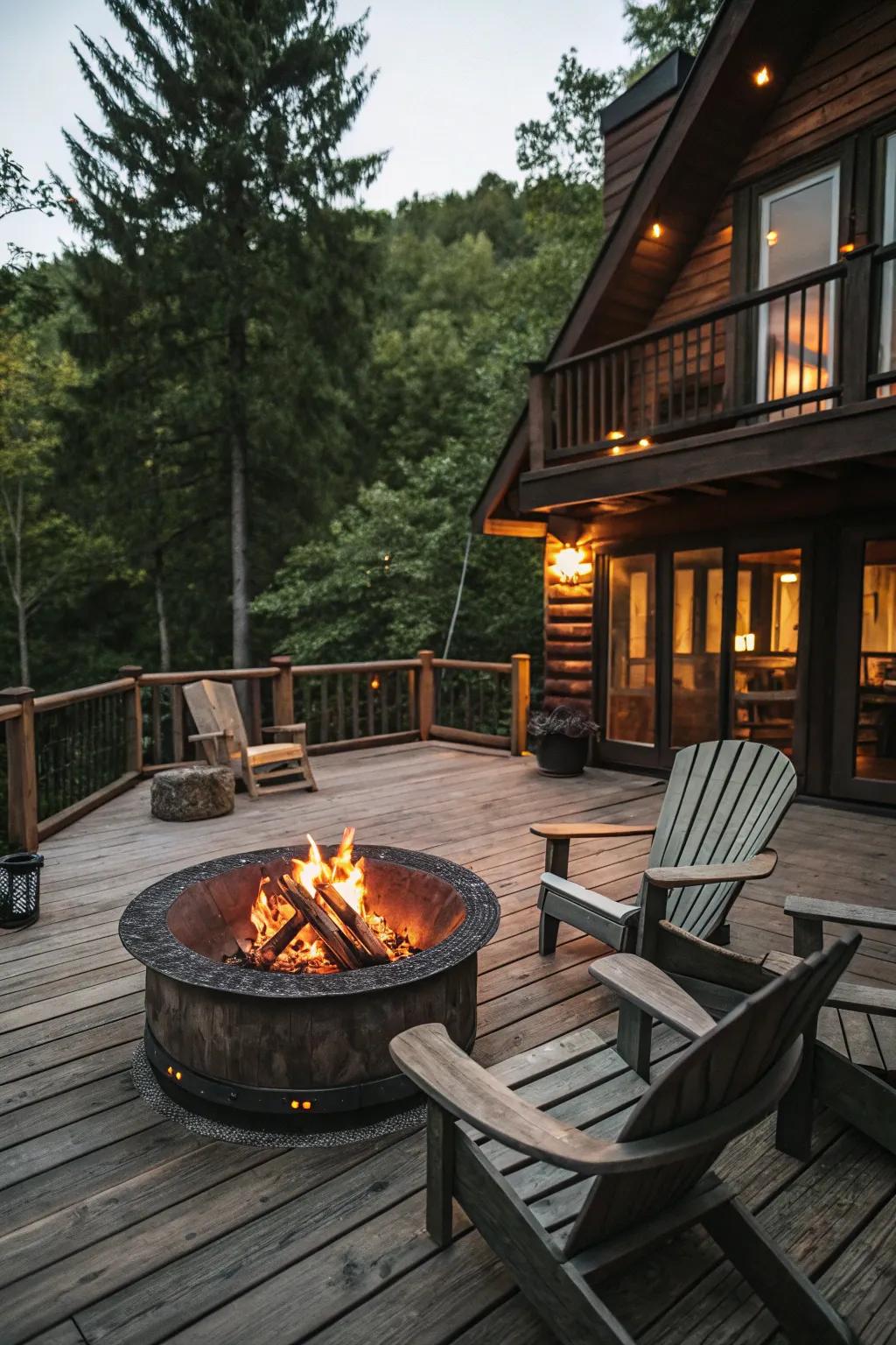 A snug bonfire arrangement ideal for evening socials.