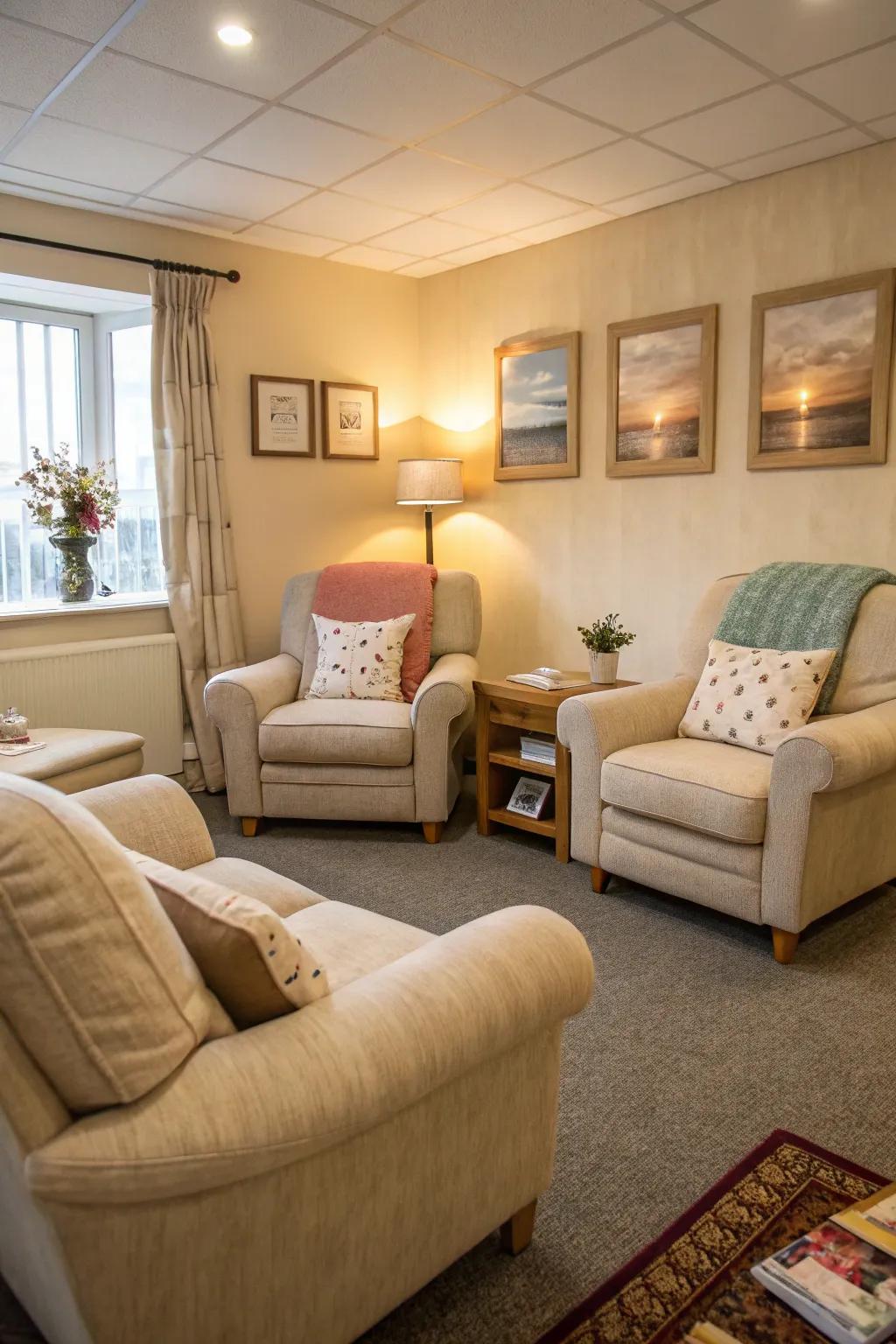 Relaxing seating is essential for patient relaxation.