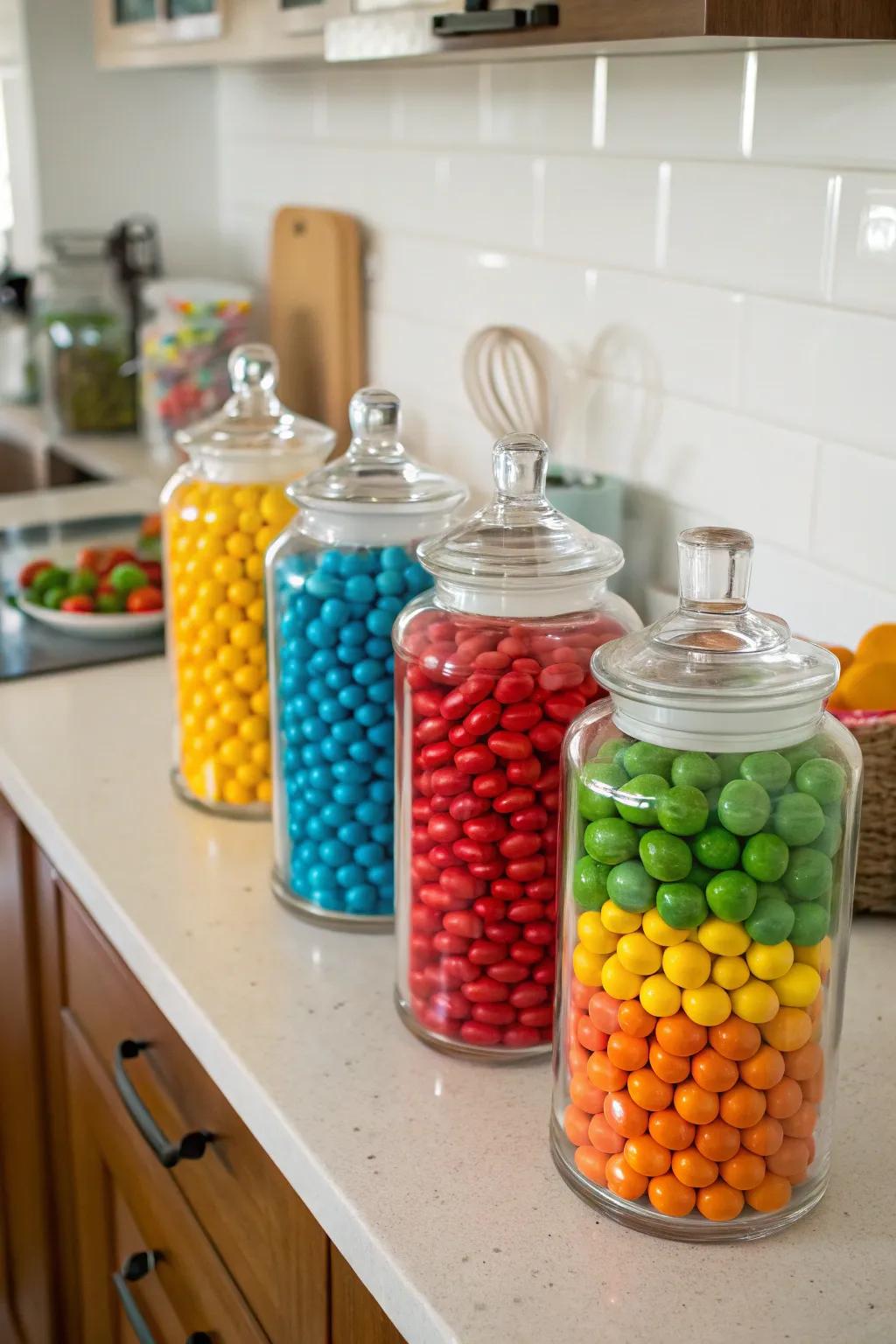 Harmonious color-coordinated candies.