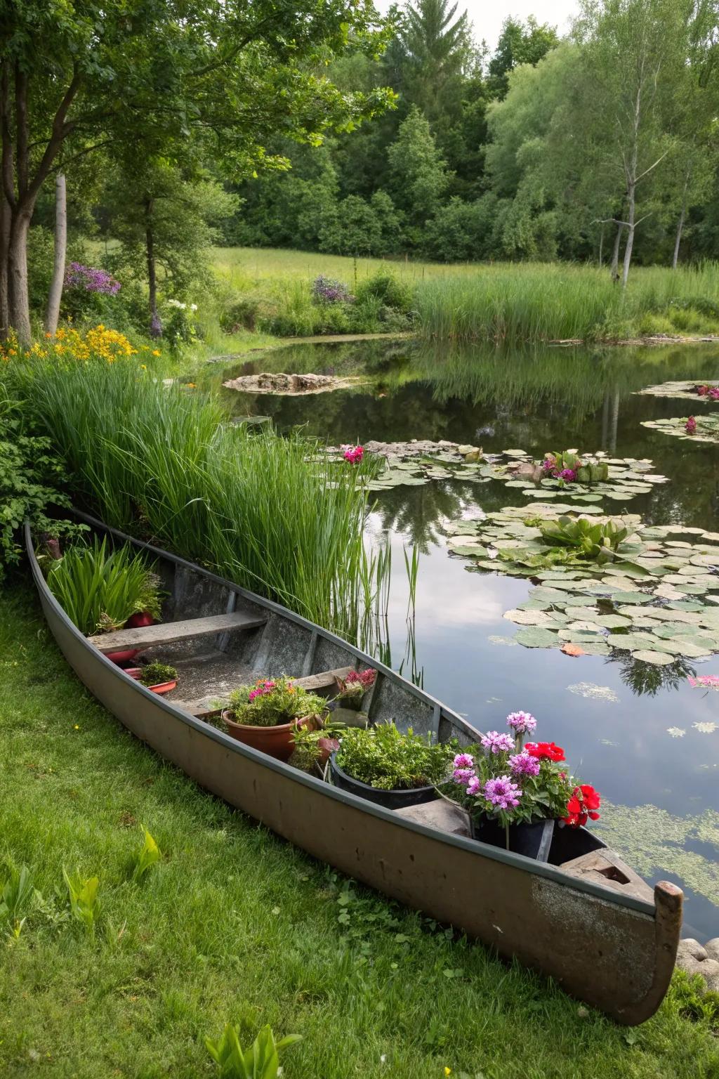 Enhance your garden's innate charm by situating your planter near the water.