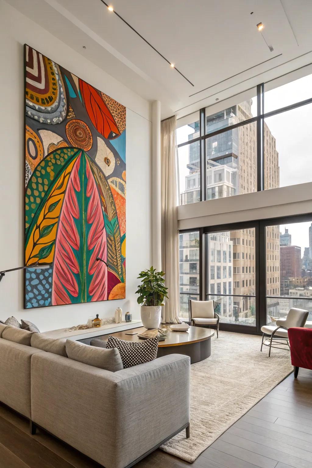 Striking abstract canvas in a chic apartment setting