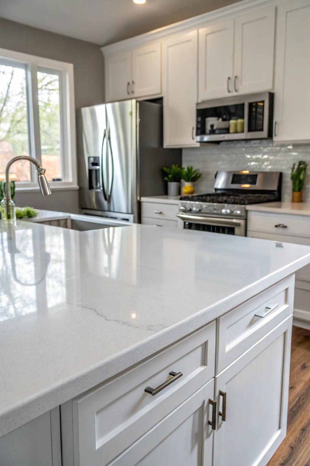 A lively kitchen showcases vibrant painted countertops.