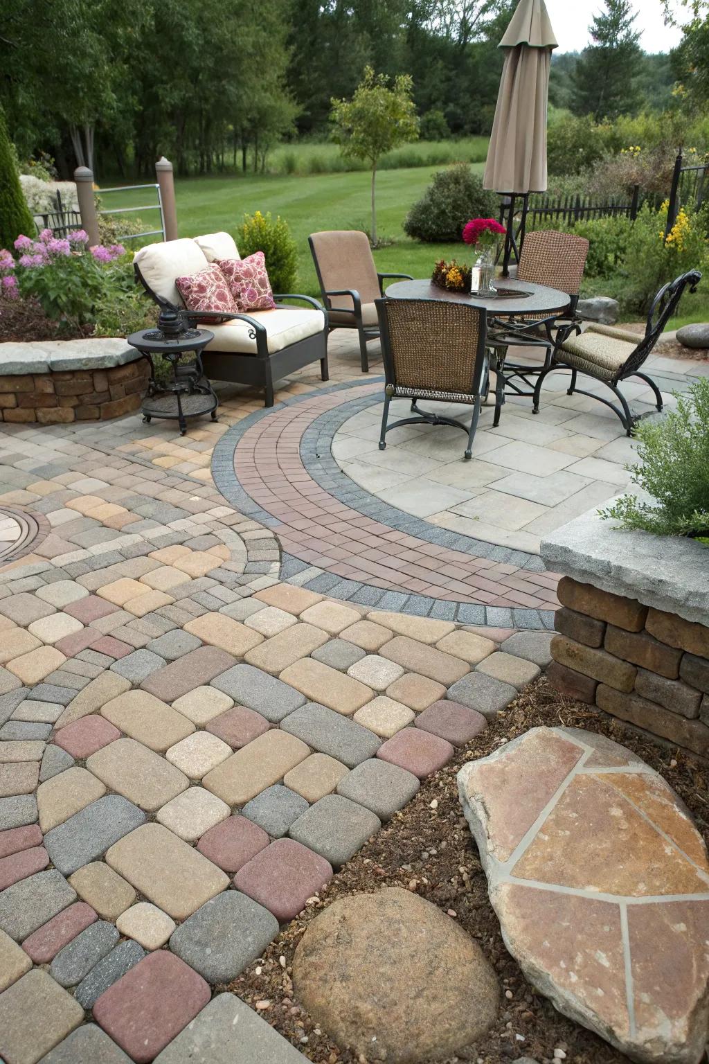 Aesthetic patterns created with adaptable paver stones.