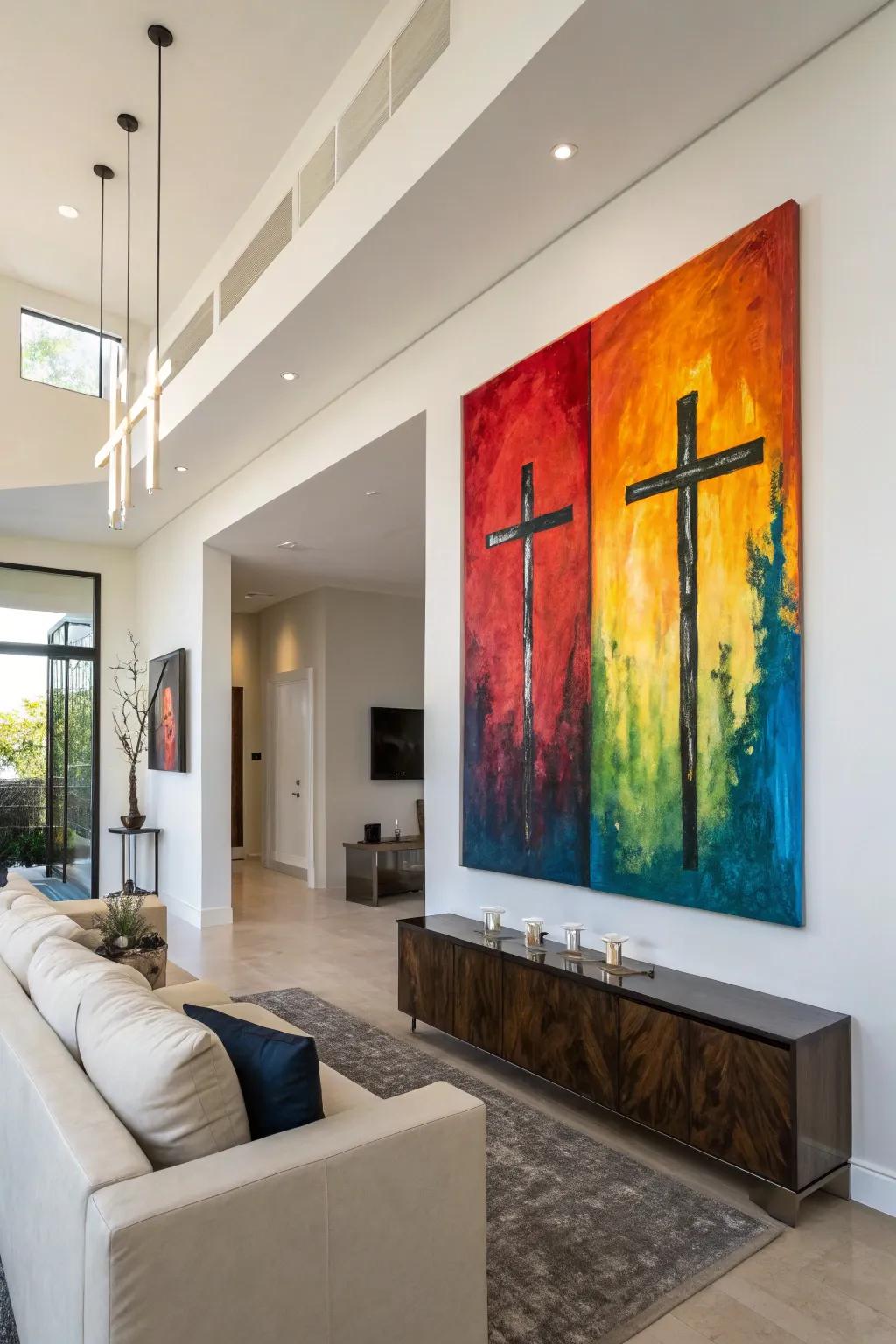 Spiritual abstract art brings a refined elegance to your decorating scheme.