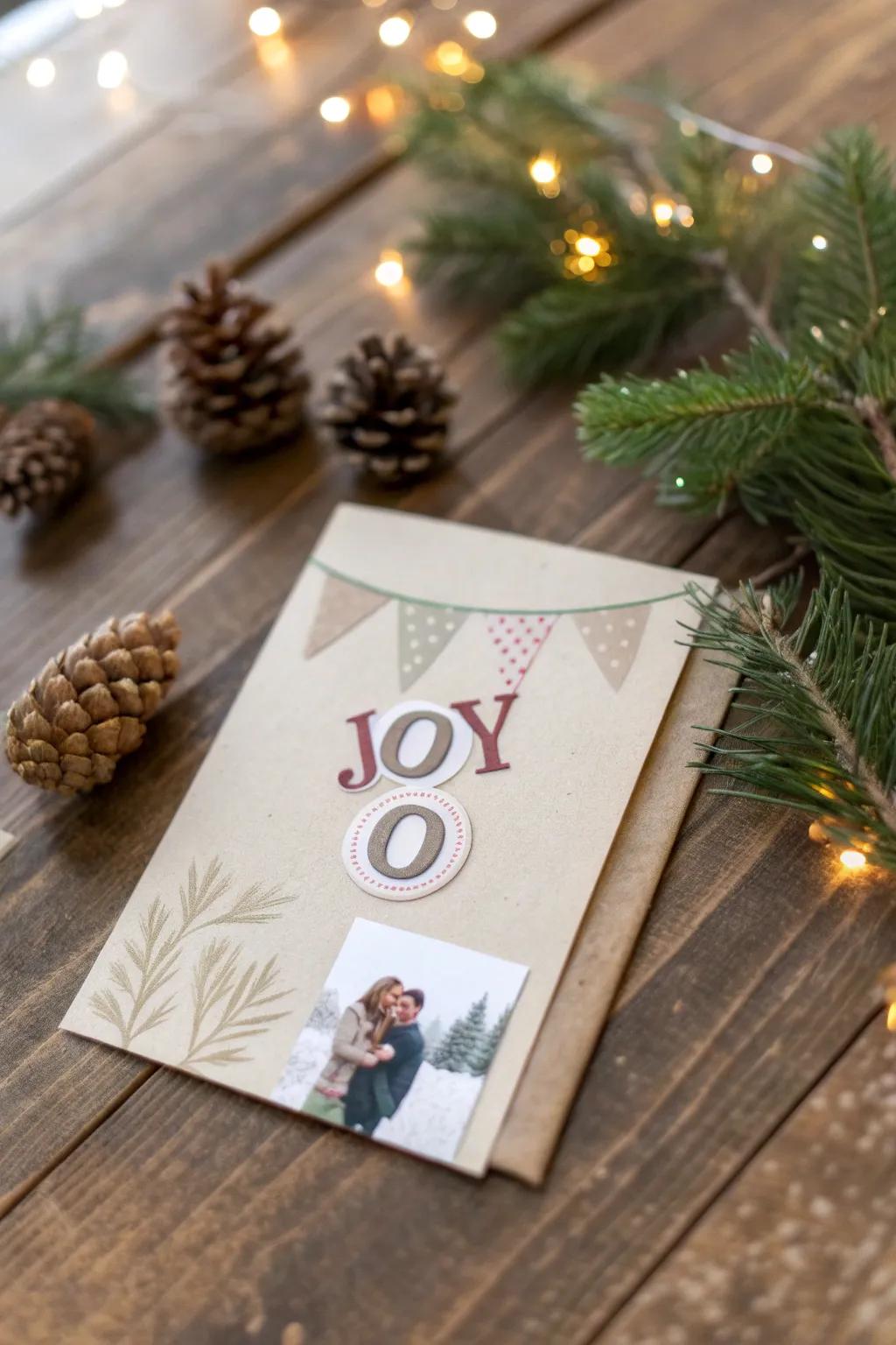 Record the spirit of the holidays with a personalized 'SEASON' card, radiating warmth and simplicity.