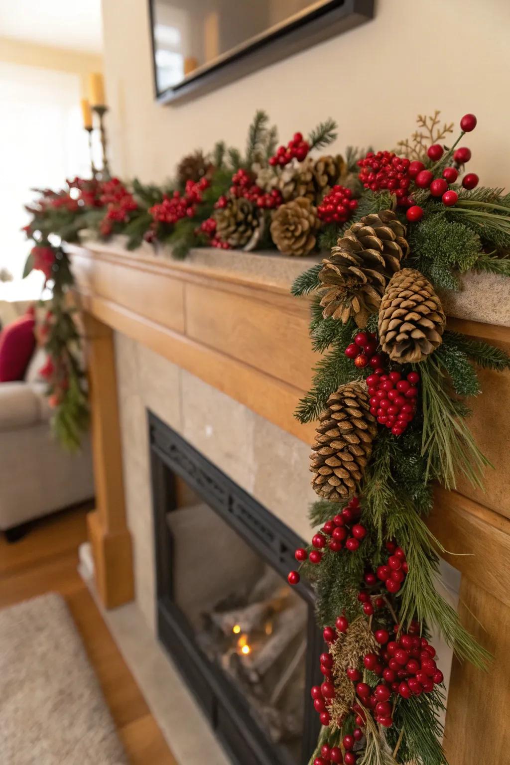 A woodland-inspired garland introducing a hint of nature to your seasonal decorations.