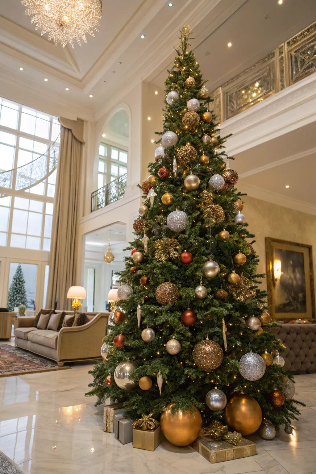 Metallic ornaments lend a hint of glamour to any Christmas tree.