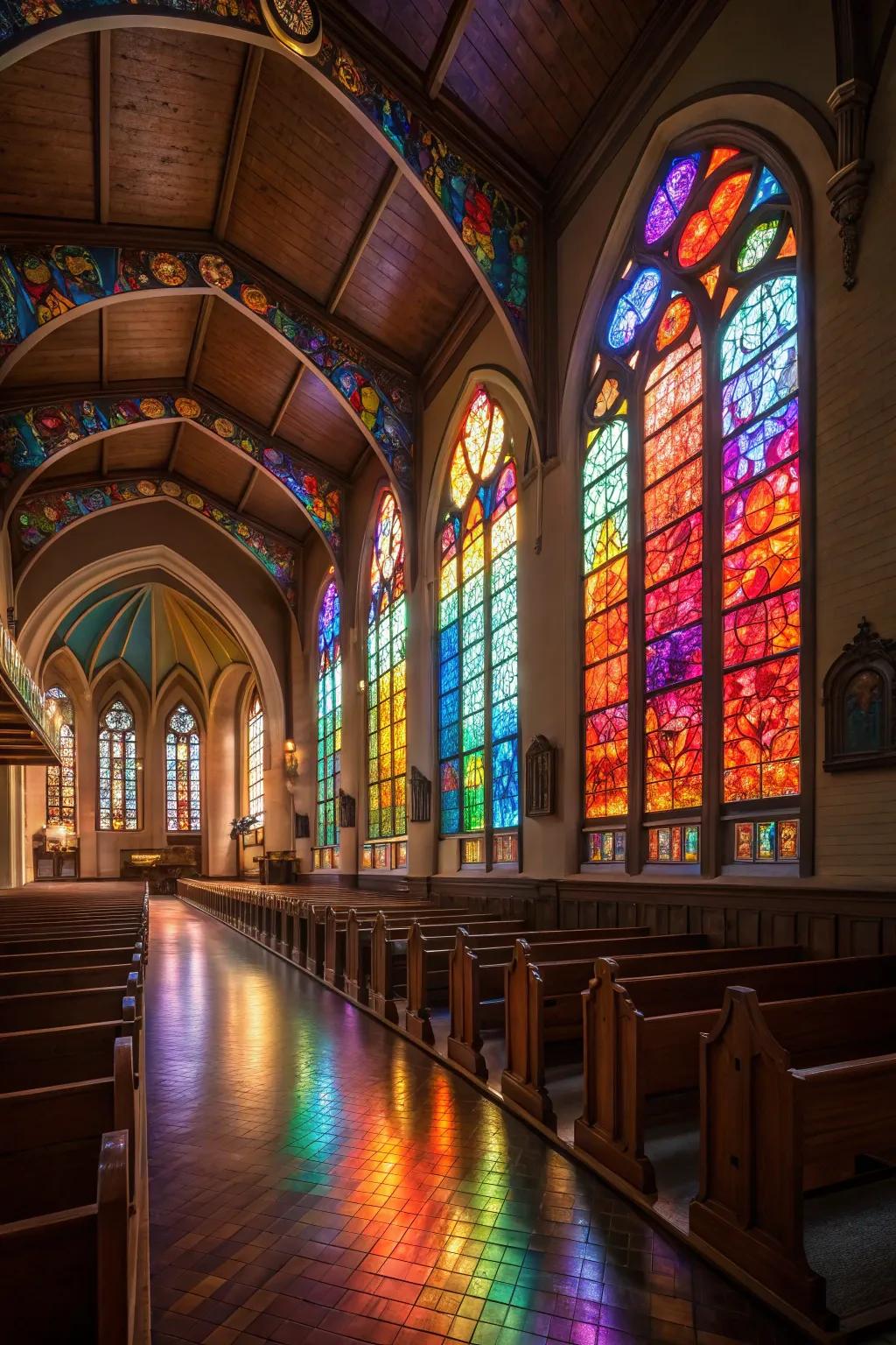 Stained glass windows add a magical beauty to any room.
