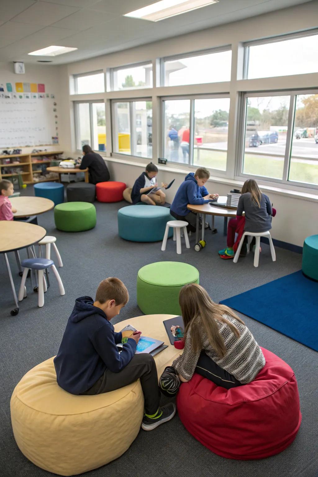 Adaptable seating encourages teamwork and ease.