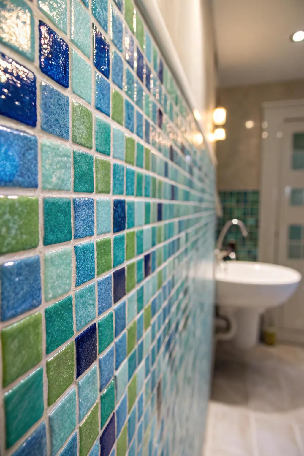 Mosaic tiles channel the ocean's radiance directly into your home.