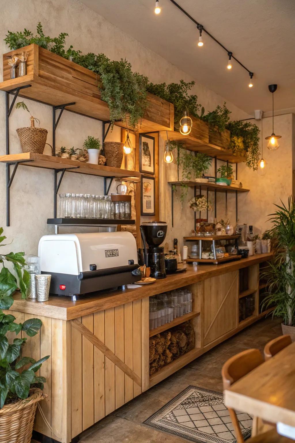Timber details bring a classic charm to your coffee setup.