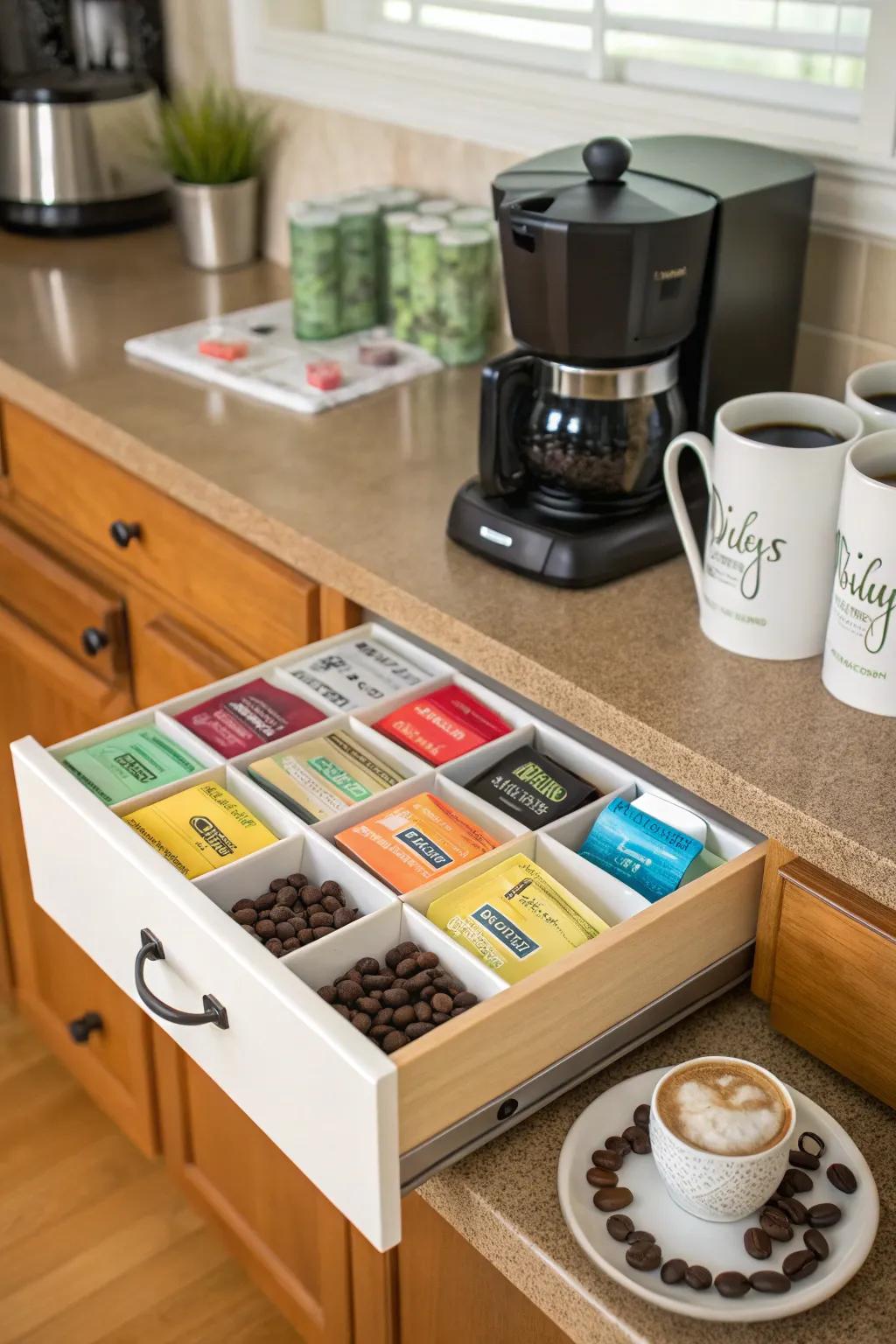 A tea segment brings greater versatility to your coffee drawer.