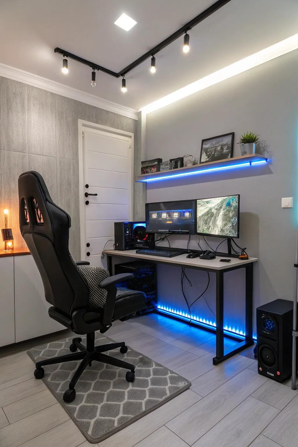An energetic gaming zone blending style with functionality.
