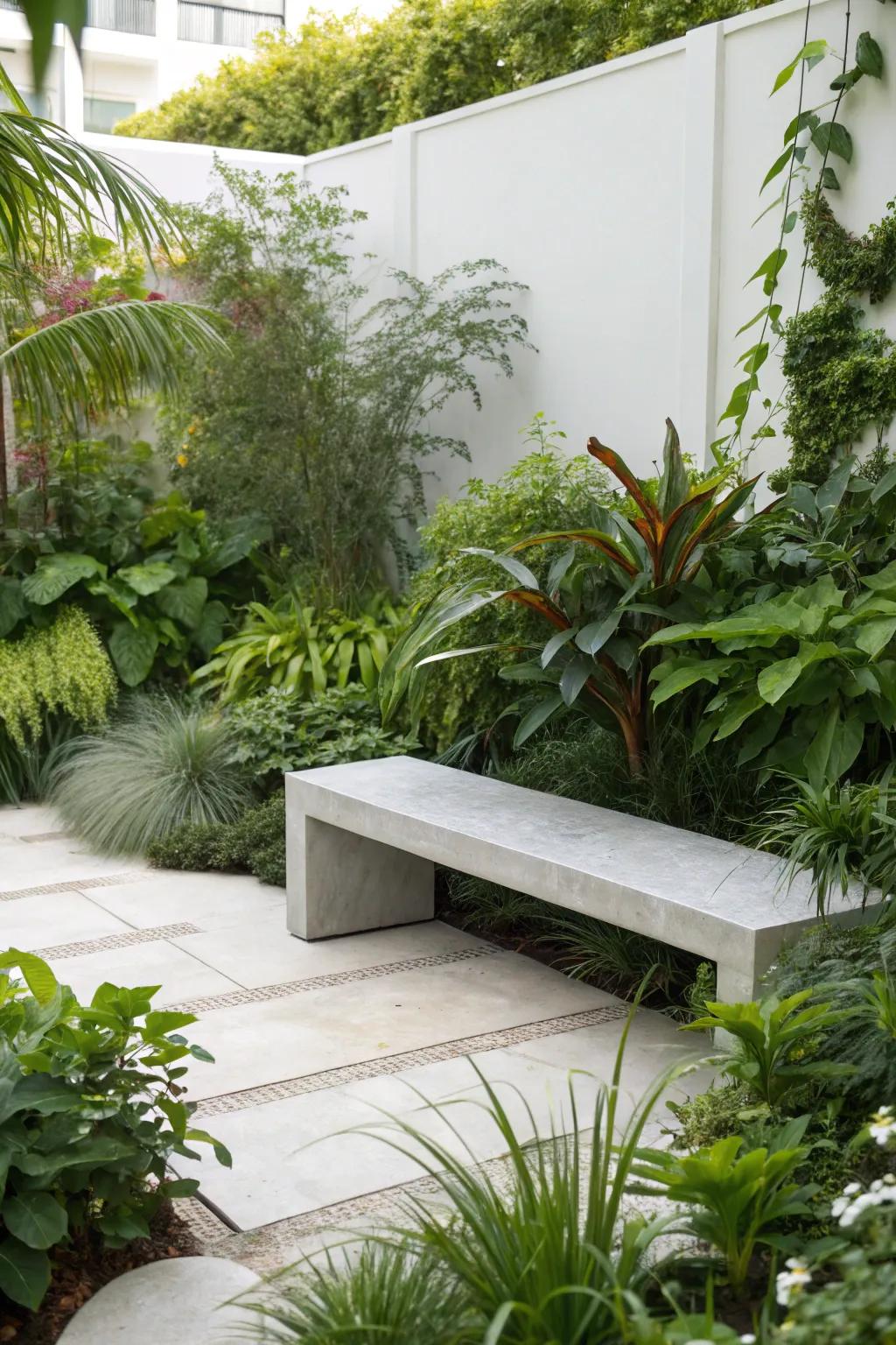 Concrete seats offer both style and relaxation.